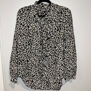 J. Crew Black and White Leopard Print Blouse